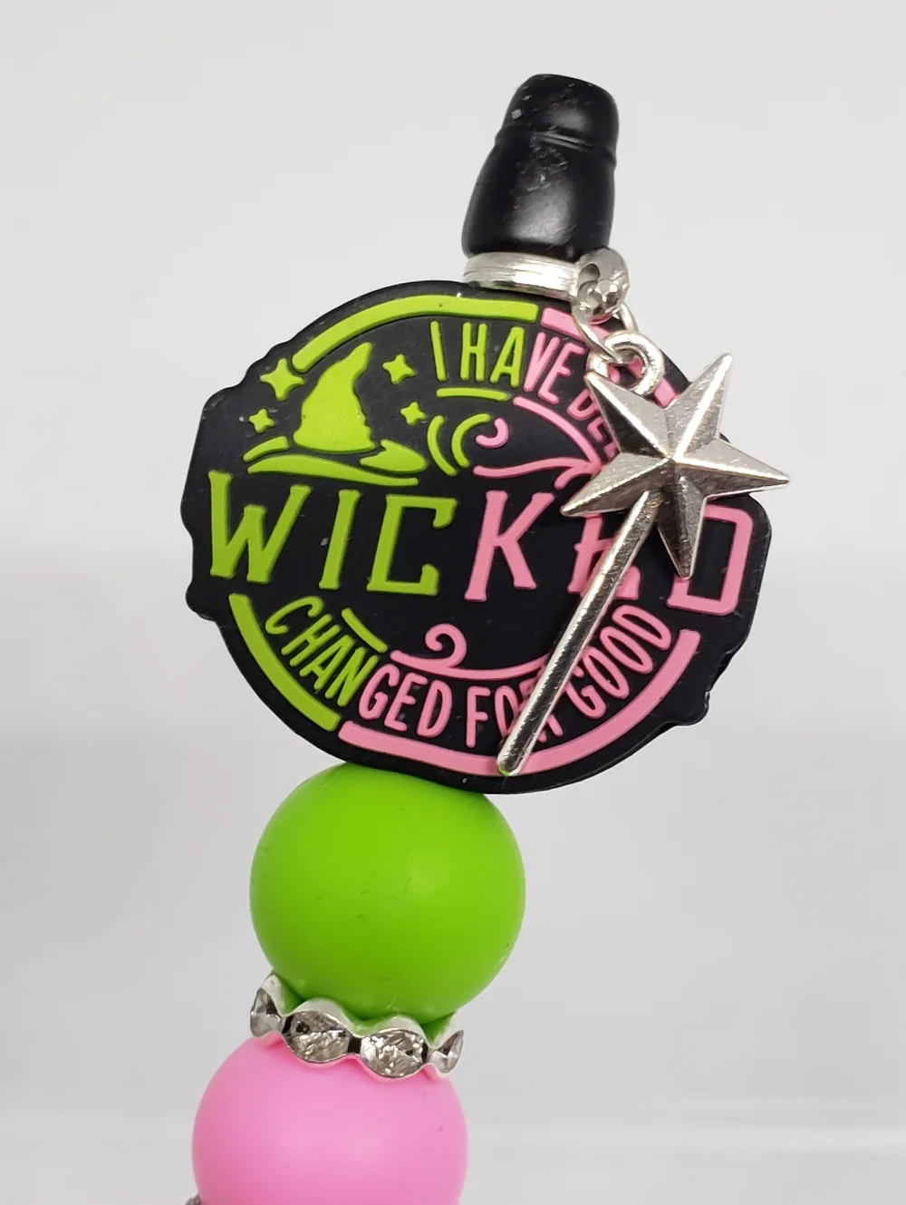 Handmade Rhinestone Wicked Beaded Silicone Focal Bead Pen